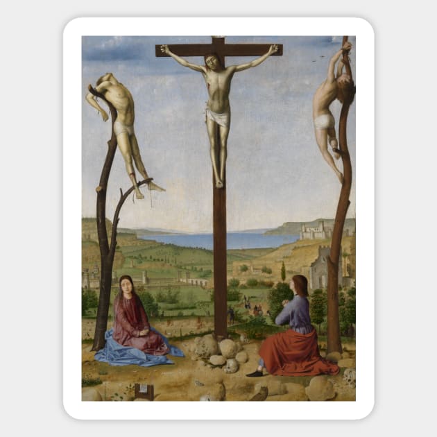 Calvary by Antonello da Messina Sticker by Classic Art Stall